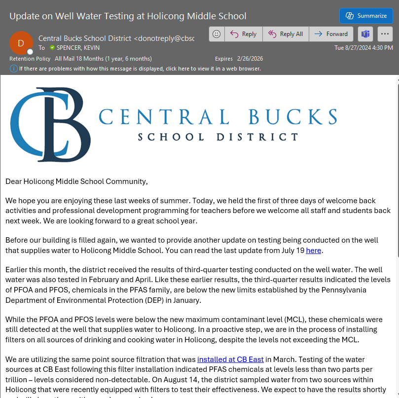 Holicong August Email